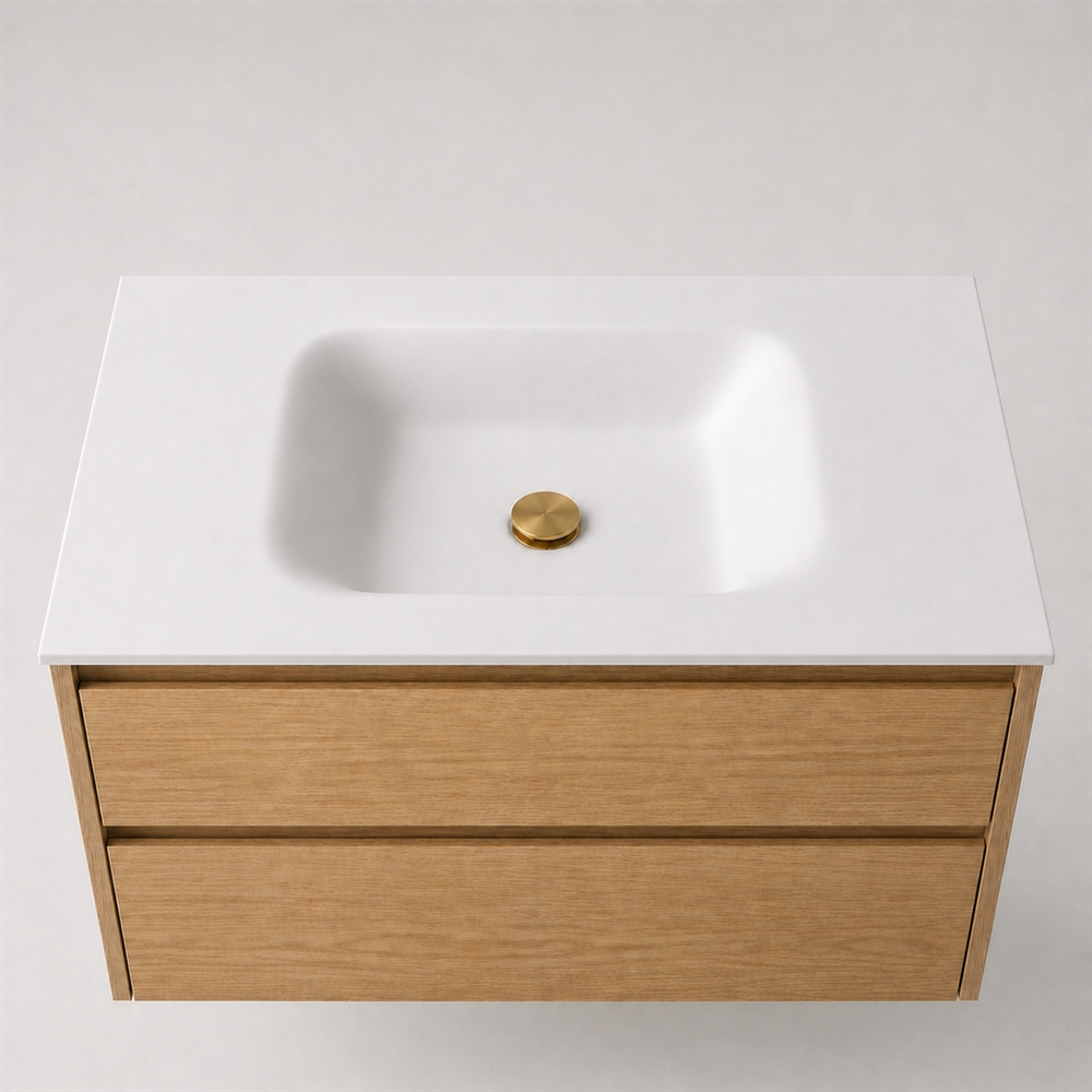 Corian plan vasque 152 cm incl. vasque Type 7, Glacier White