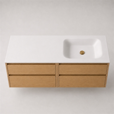 Corian plan vasque 162 cm incl. vasque Lux, droite, Glacier White