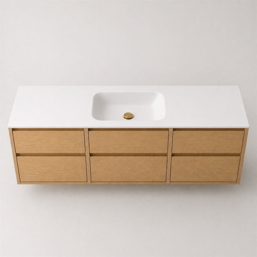Corian plan vasque 182 cm incl. vasque Lux, Glacier White
